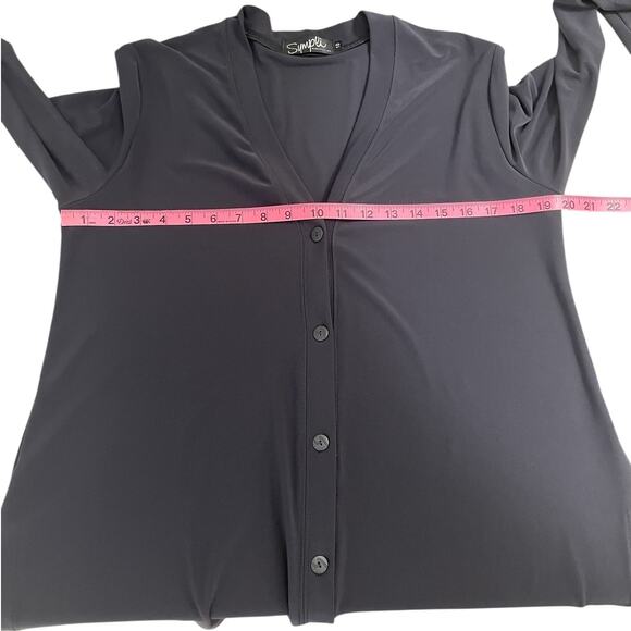 Sympli Button Front Stretch Jersey Long Sleeve Tunic Top Dark Gray Size 10 - Picture 9 of 13